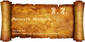 Mencsik Norbert névjegykártya